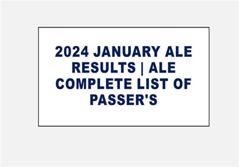 ale january 2024 results|ALE result: A.